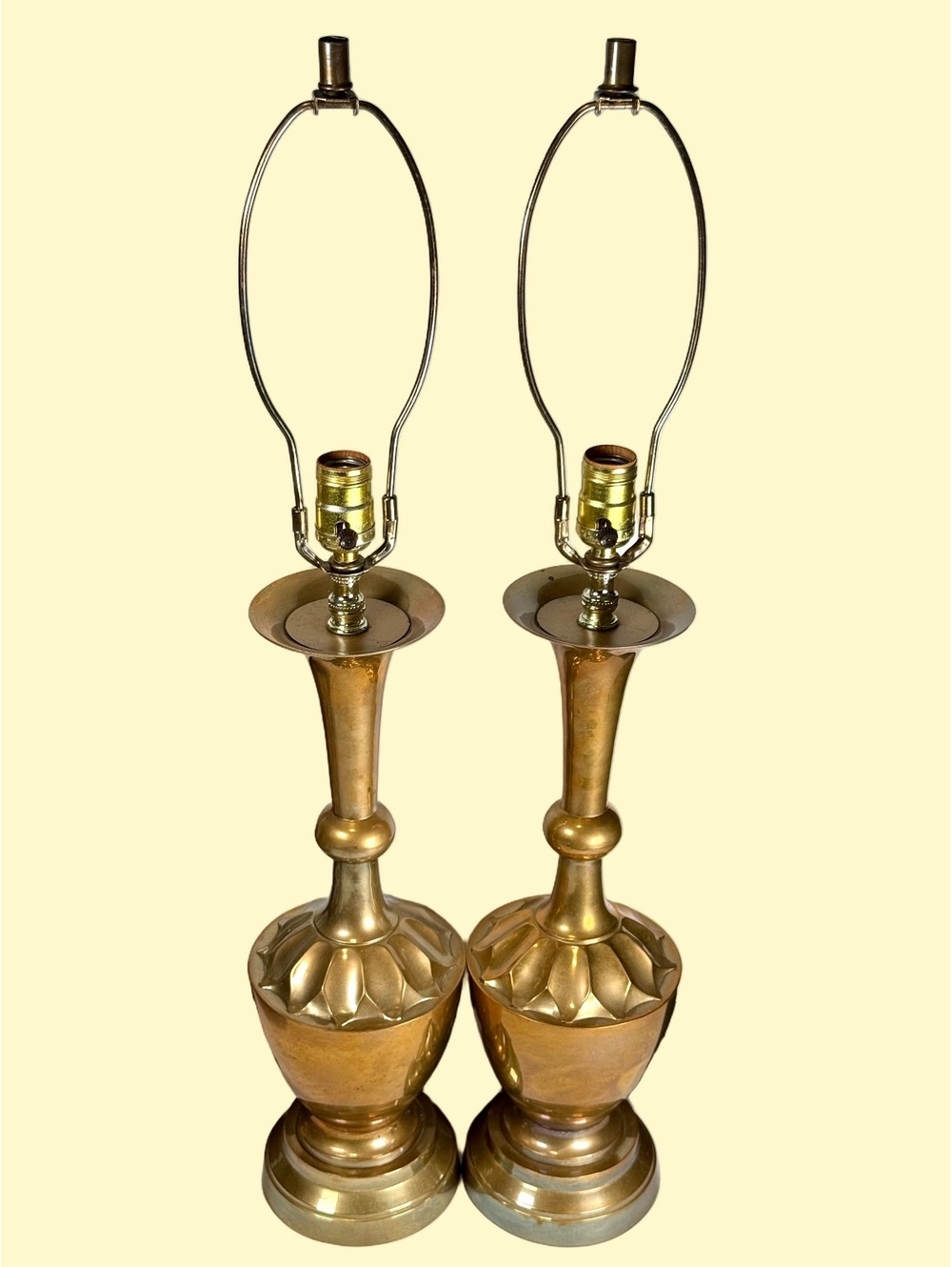 Vintage 1970s Golden Brass Urn Table Lamp Hollywood Regency Statement Home Decor